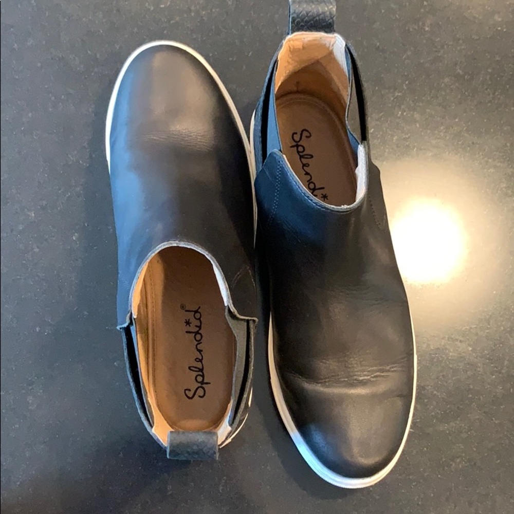 Splendid Black Leather High Top Slip On Sneaker